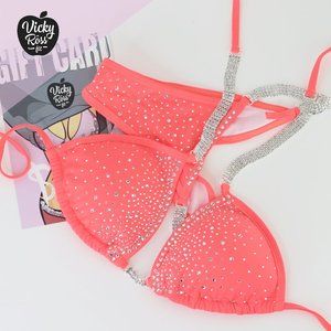 Orange Fitness Posing Bikini by Vicky Ross Fit